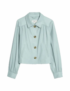 Faux Leather Cropped Jacket -M&S faux leather cropped jacket