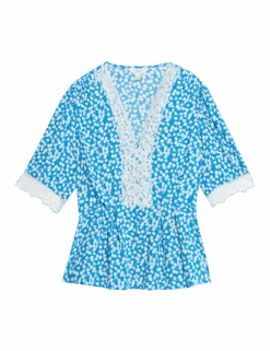 Floral Lace Detail V-Neck Blouse -M&S floral lace detail v neck blouse