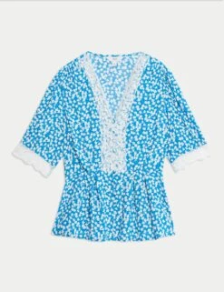 Floral Lace Detail V-Neck Blouse -M&S floral lace detail v neck blouse 5