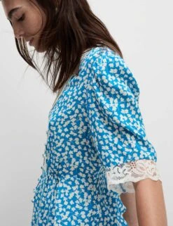 Floral Lace Detail V-Neck Blouse -M&S floral lace detail v neck blouse 8