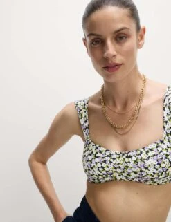 Floral Padded Sweetheart Neck Bikini Top -M&S floral padded sweetheart neck bikini top 10