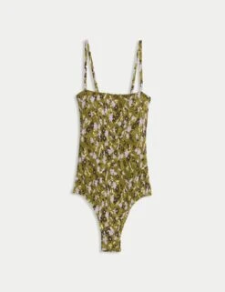 Floral Shirred Bandeau Swimsuit 25 Floral Shirred Bandeau Swimsuit -M&S floral shirred padded bandeau swimsuit 1