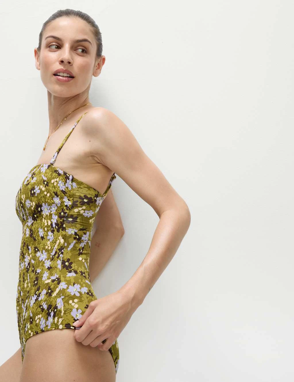 Floral Shirred Bandeau Swimsuit 10 Floral Shirred Bandeau Swimsuit - Image 8