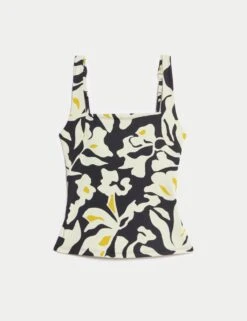 Floral Square Neck Tankini Top -M&S floral square neck tankini top 12