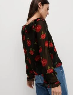 Floral V-Neck Blouse -M&S floral v neck blouse 4