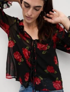 Floral V-Neck Blouse -M&S floral v neck blouse 5