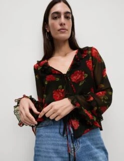 Floral V-Neck Blouse -M&S floral v neck blouse 6
