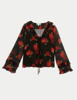 Floral V-Neck Blouse -M&S floral v neck blouse 7