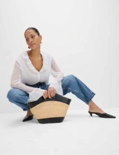 Frill Neck Broderie Button Through Blouse -M&S frill neck broderie button through blouse 6