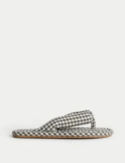 Gingham Open Toe Thong Slippers -M&S gingham open toe thong slippers 3