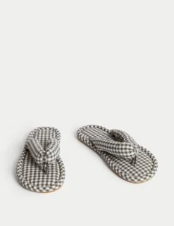 Gingham Open Toe Thong Slippers -M&S gingham open toe thong slippers 5