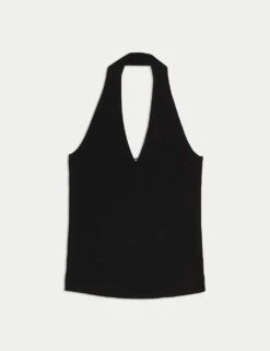 Halter Neck Fitted Knitted Top -M&S halter neck fitted knitted top 10