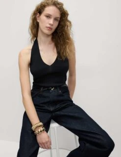 Halter Neck Fitted Knitted Top -M&S halter neck fitted knitted top 11