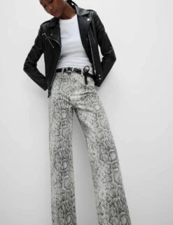 High Waisted Animal Straight Leg Jeans -M&S high waisted animal straight leg jeans 8