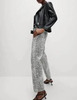 High Waisted Animal Straight Leg Jeans -M&S high waisted animal straight leg jeans 9