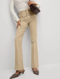 High Waisted Crease Front Slim Flare Jeans -M&S high waisted crease front slim flare jeans 11