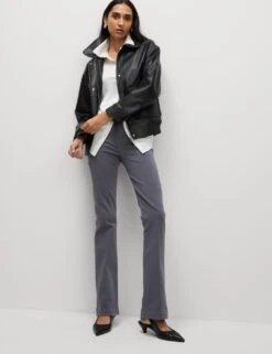 High Waisted Crease Front Slim Flare Jeans -M&S high waisted crease front slim flare jeans 15