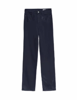 High Waisted Embellished Straight Leg Jeans 38 High Waisted Embellished Straight Leg Jeans -M&S high waisted embellished straight leg jeans 1