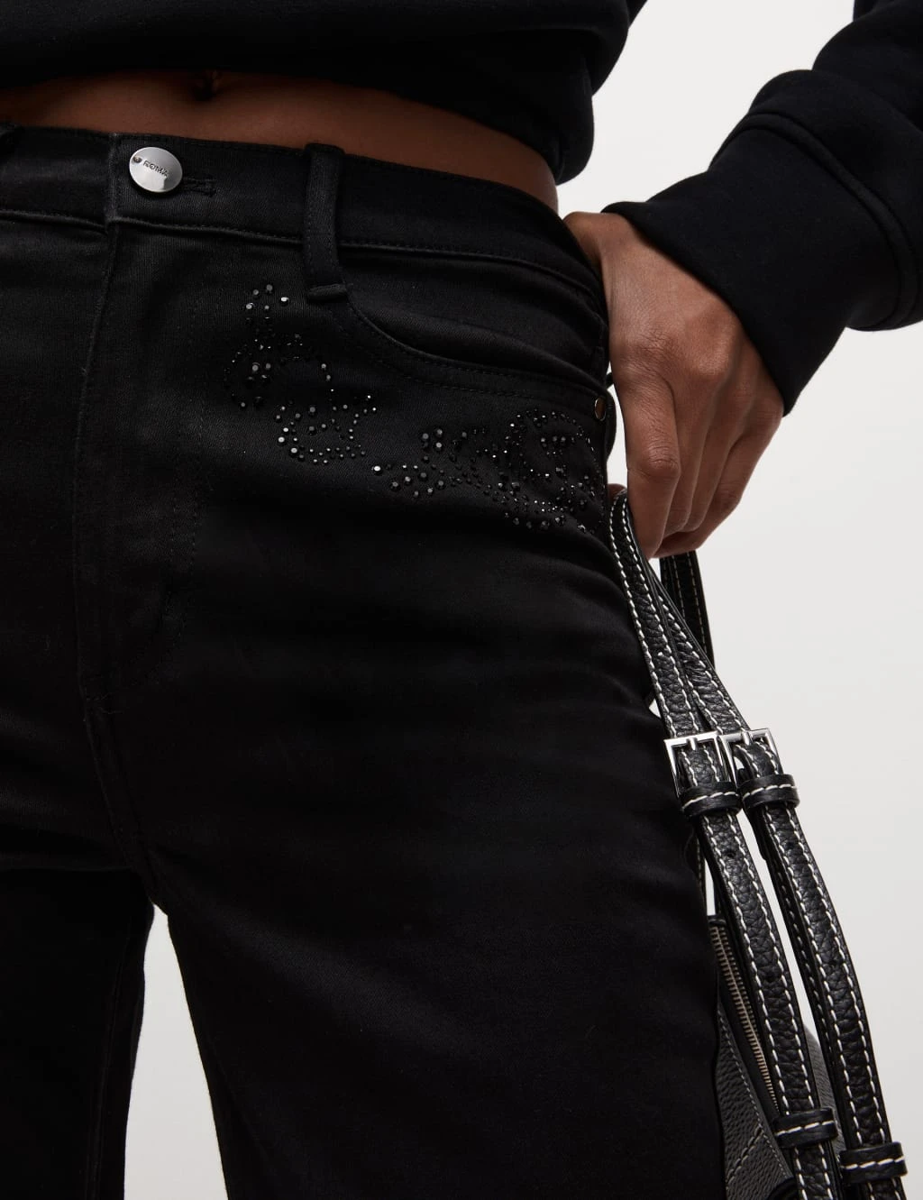 High Waisted Embellished Straight Leg Jeans 14 High Waisted Embellished Straight Leg Jeans - Image 12