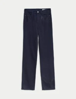 High Waisted Embellished Straight Leg Jeans 37 High Waisted Embellished Straight Leg Jeans -M&S high waisted embellished straight leg jeans 14