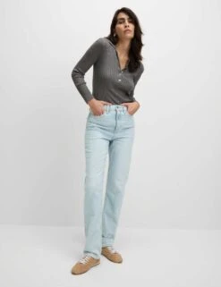 High Waisted Stovepipe Straight Leg Jeans -M&S high waisted straight leg jeans 3