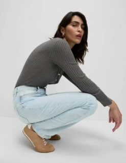 High Waisted Stovepipe Straight Leg Jeans -M&S high waisted straight leg jeans 5