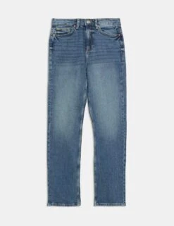 High Waisted Stovepipe Straight Leg Jeans -M&S high waisted straight leg jeans 9