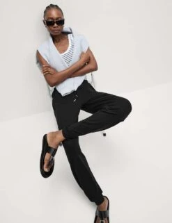 Jersey Drawstring Pintuck Tapered Trousers -M&S jersey drawstring pintuck tapered trousers 10