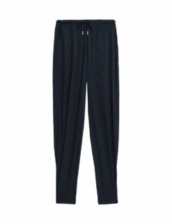 Jersey Drawstring Pintuck Tapered Trousers -M&S jersey drawstring pintuck tapered trousers