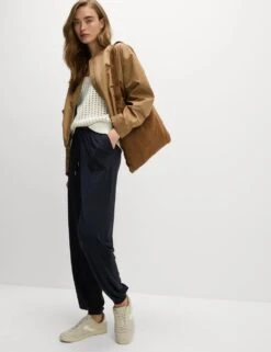 Jersey Drawstring Pintuck Tapered Trousers -M&S jersey drawstring pintuck tapered trousers 6