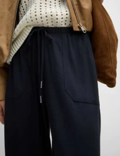 Jersey Drawstring Pintuck Tapered Trousers -M&S jersey drawstring pintuck tapered trousers 8