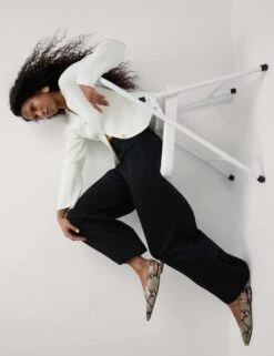 Jersey Elasticated Waist Wide Leg Trousers -M&S jersey elasticated waist wide leg trousers 10