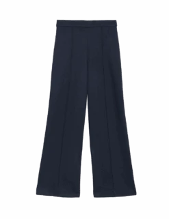 Jersey Elasticated Waist Wide Leg Trousers -M&S jersey elasticated waist wide leg trousers