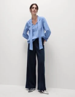 Jersey Elasticated Waist Wide Leg Trousers -M&S jersey elasticated waist wide leg trousers 5