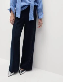 Jersey Elasticated Waist Wide Leg Trousers -M&S jersey elasticated waist wide leg trousers 7