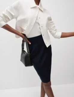 Jersey Knee Length Pencil Skirt -M&S jersey knee length pencil skirt 8