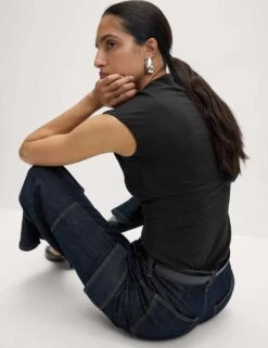 Jersey Square Neck Top -M&S jersey square neck top 8