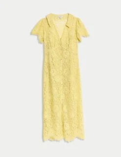 Lace Button Through Midi Tea Dress With Cotton -M&S lace button through midi tea dress with cotton 14