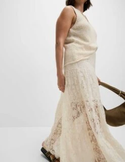 Lace Maxi Tiered Skirt -M&S lace maxi tiered skirt 14