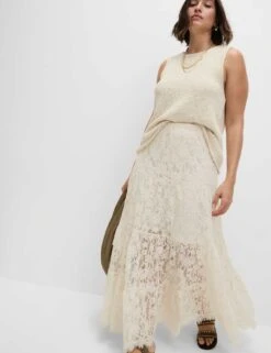 Lace Maxi Tiered Skirt -M&S lace maxi tiered skirt 16