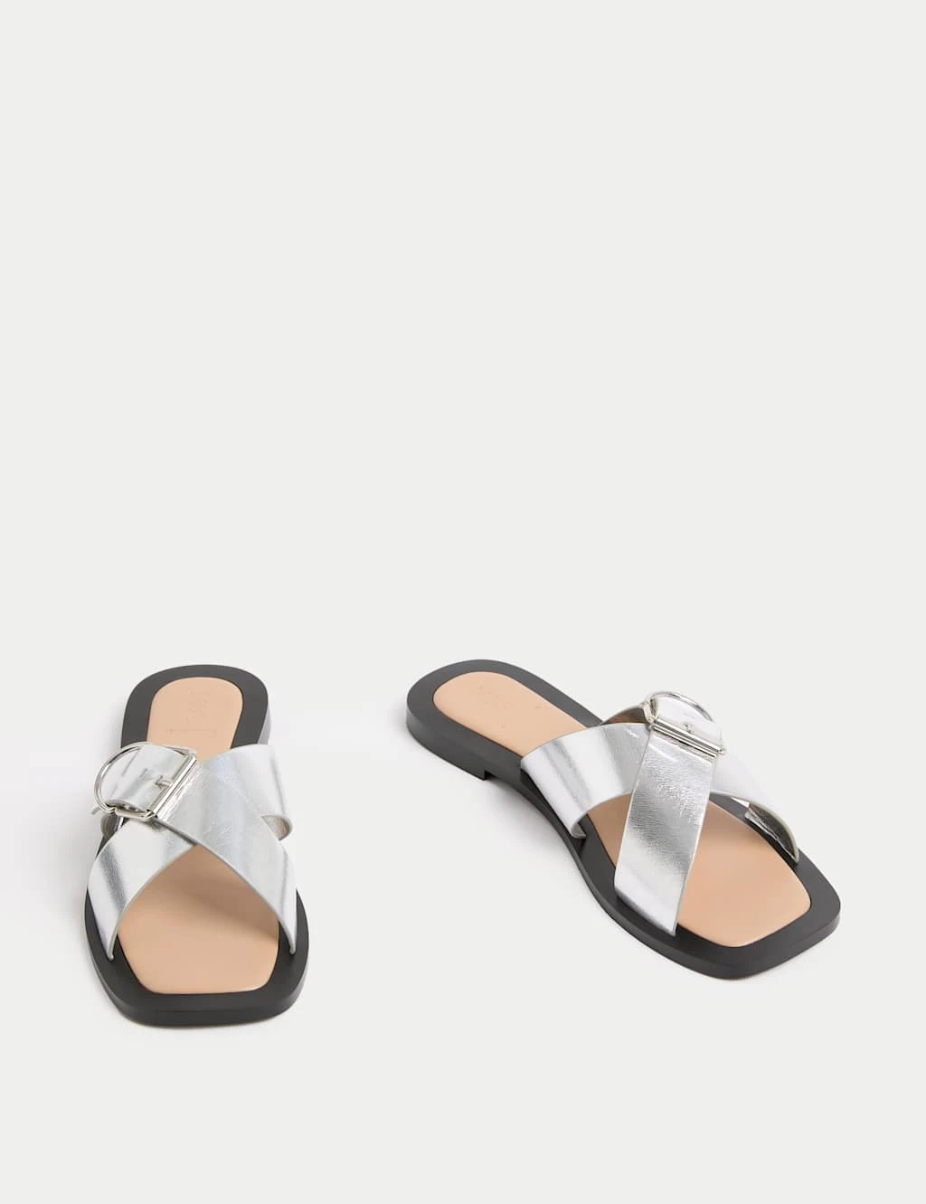 Leather Buckle Flat Square Toe Mules 10 Leather Buckle Flat Square Toe Mules - Image 8