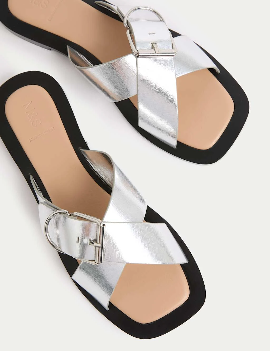 Leather Buckle Flat Square Toe Mules 13 Leather Buckle Flat Square Toe Mules - Image 11