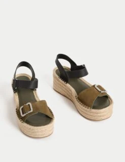 Leather Buckle Flatform Espadrilles -M&S leather buckle flatform espadrilles 3