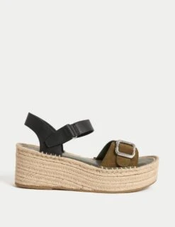 Leather Buckle Flatform Espadrilles -M&S leather buckle flatform espadrilles 5