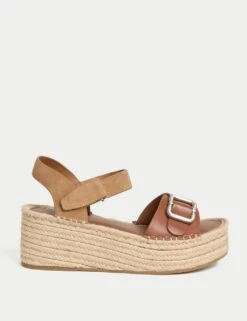 Leather Buckle Flatform Espadrilles -M&S leather buckle flatform espadrilles 8