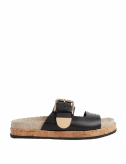 Leather Buckle Footbed Sandals -M&S leather buckle footbed sandals