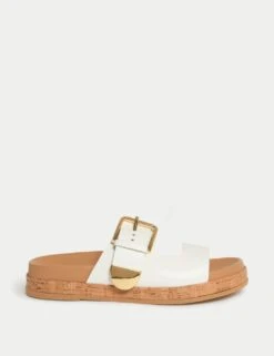Leather Buckle Footbed Sandals -M&S leather buckle footbed sandals 6