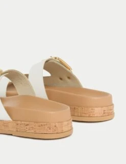 Leather Buckle Footbed Sandals -M&S leather buckle footbed sandals 8
