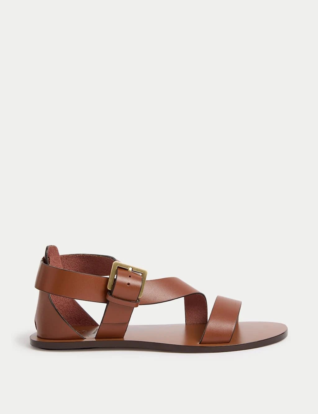 Leather Crossover Ankle Strap Flat Sandals 8 Leather Crossover Ankle Strap Flat Sandals - Image 6