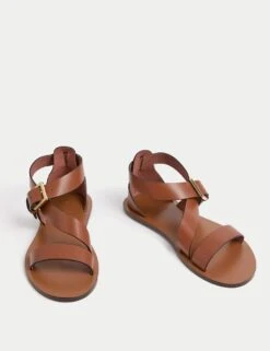 Leather Crossover Ankle Strap Flat Sandals 19 Leather Crossover Ankle Strap Flat Sandals -M&S leather crossover ankle strap flat sandals 5